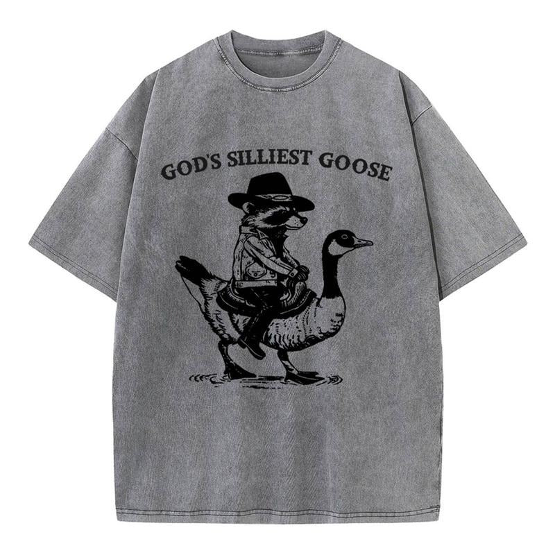 [ Mineral Wash ] Gods Silliest Goose Christian Washed TShirt Jesus Graphic Washed Style Shirt Hoodie Sweatshirt
