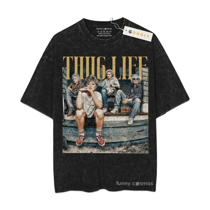 [ Mineral Wash ] Goldern Girl Thug Life Graphic Washed Style Shirt Mother Day, Mom Vibes Hoodie Sweatshirt