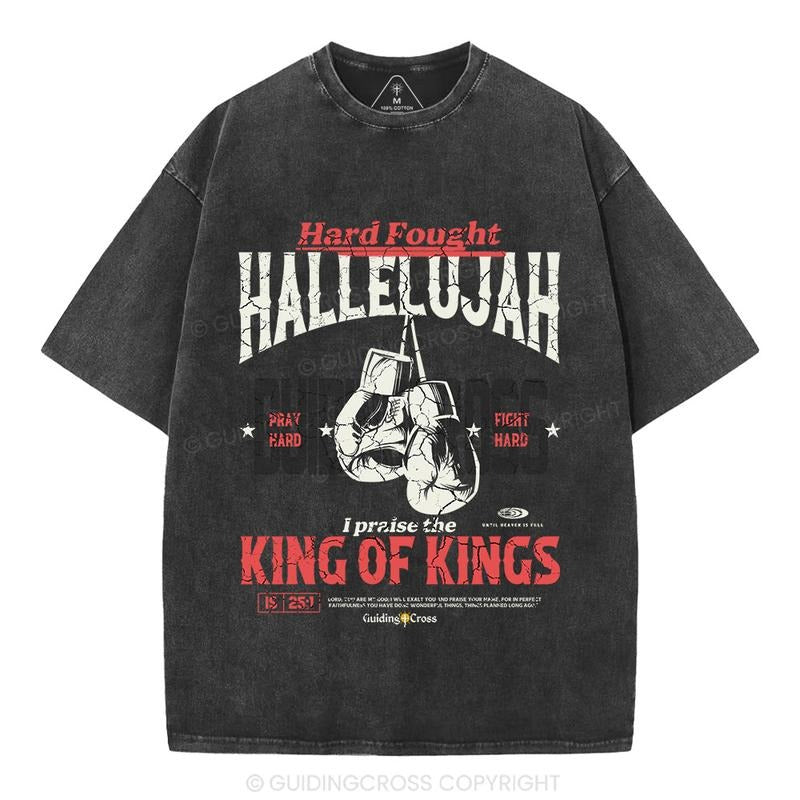 [ Mineral Wash ] Hard Fought Hallelujah King Of Kings Christian Washed TShirt Jesus Graphic Washed Style Shirt Hoodie...
