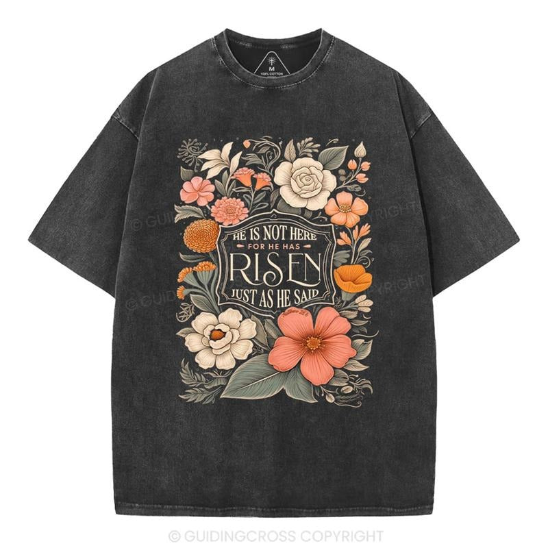 [ Mineral Wash ] He Is Not Here He Is Risen Christian Washed Shirt Jesus Graphic Washed Style Shirt Hoodie Sweatshirt