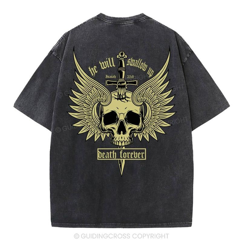 [ Mineral Wash ] He Will Swallow Up Death Forever Christian Washed Shirt Jesus Graphic Washed Style Shirt Hoodie Sweatshirt
