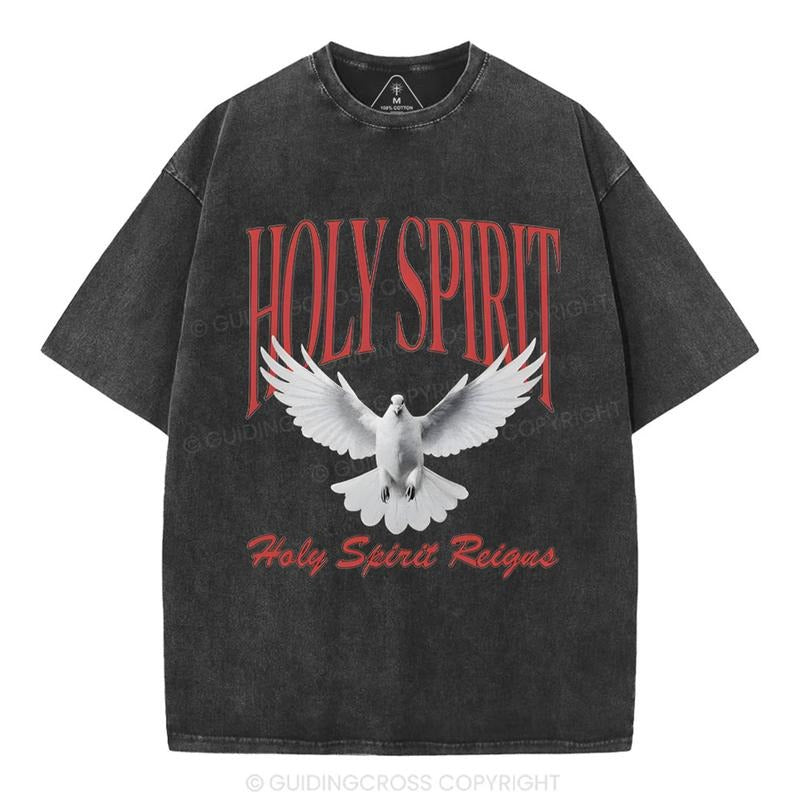 [ Mineral Wash ] Holy Spirit Christian Washed Shirt Jesus Graphic Washed Style Shirt Hoodie Sweatshirt | PrintMintTees.com