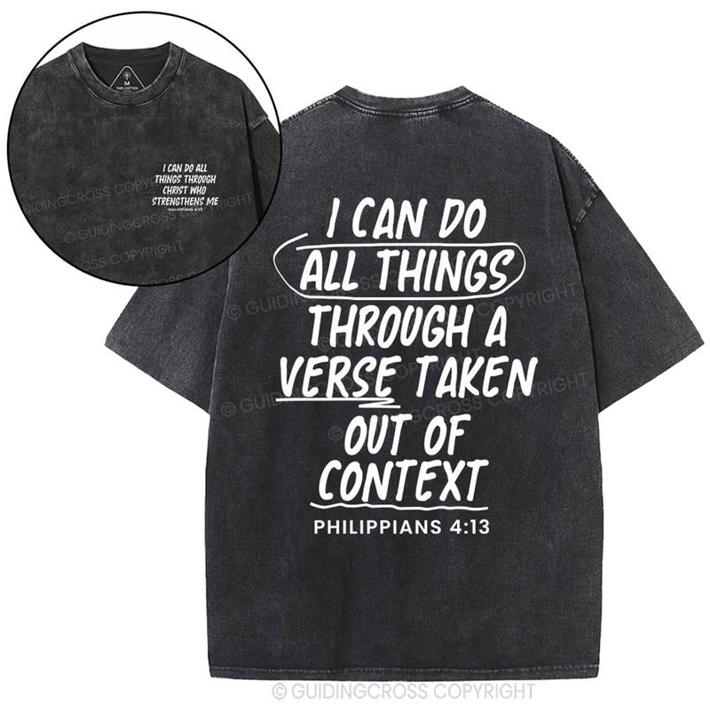 [ Mineral Wash ] I Can Do All Things Through A Verse Christian Washed TShirt Jesus Graphic Washed Style Shirt Hoodie...