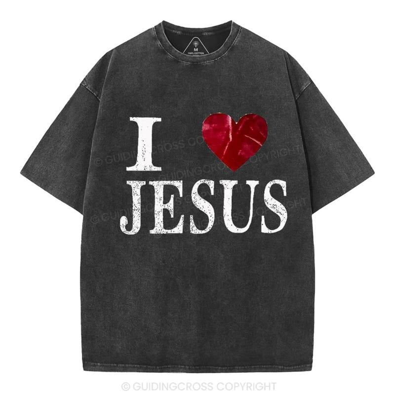 [ Mineral Wash ] I Love Jesus Christian Washed TShirt Jesus Graphic Washed Style Shirt Hoodie Sweatshirt | PrintMintTees.com