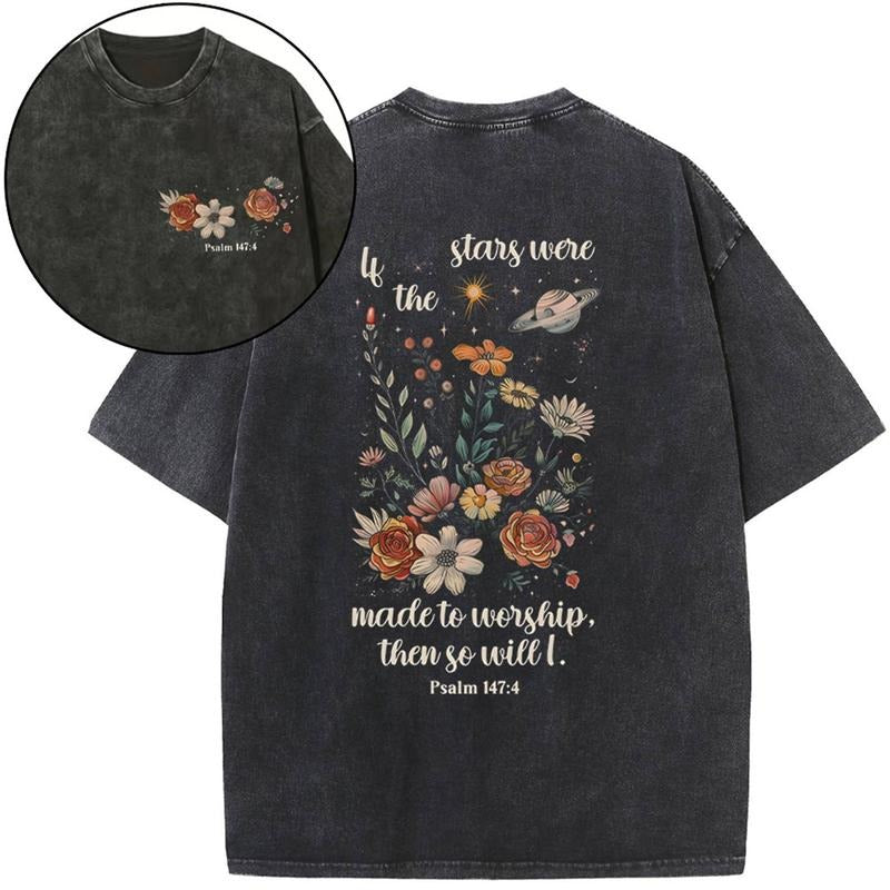 [ Mineral Wash ] If The Stars Were Made To Worship Christian Washed Shirt Jesus Graphic Washed Style Shirt Hoodie Sweatshirt