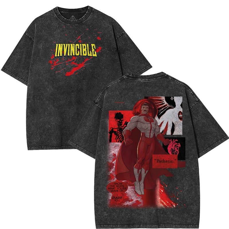 [ Mineral Wash ] Invincible War Omni Man Tee, Comics TShirt, Tv Show Comics Washed TShirt Heavyweight Cotton, Unisex...