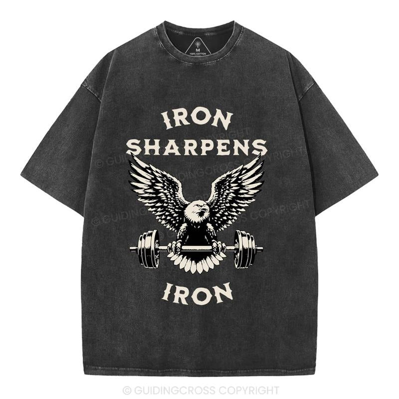 [ Mineral Wash ] Iron Sharpens Christian Washed Shirt Jesus Graphic Washed Style Shirt Hoodie Sweatshirt | PrintMintTees.com