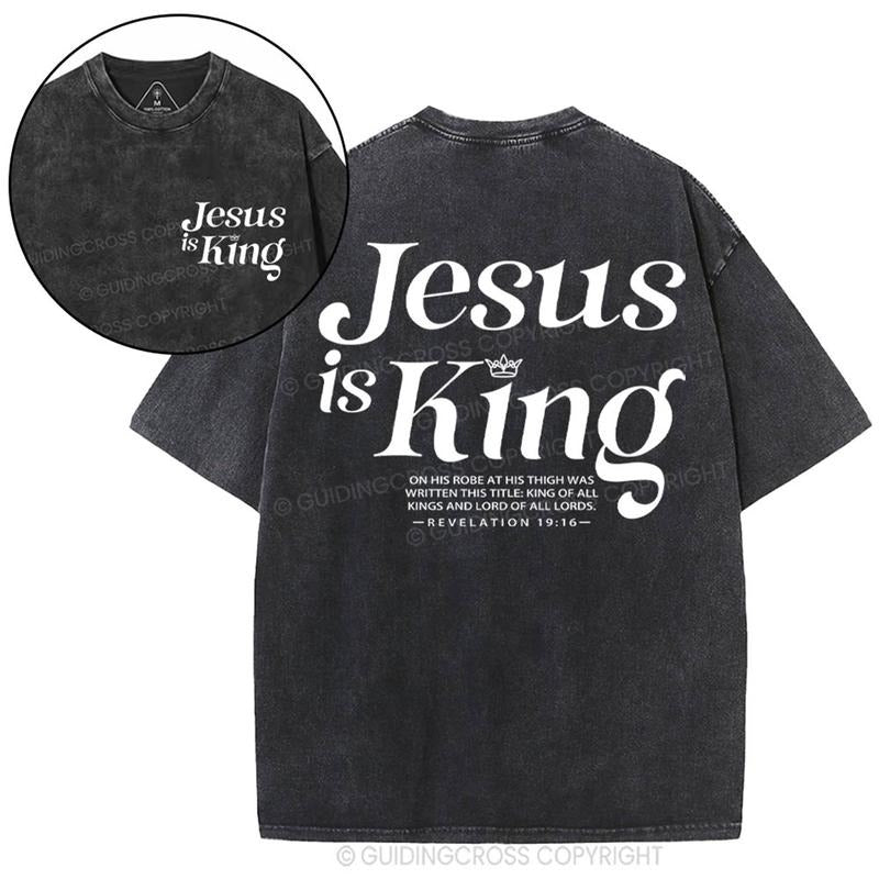 [ Mineral Wash ] Jesus Is King Christian Washed TShirt Jesus Graphic Washed Style Shirt Hoodie Sweatshirt | PrintMintTees.com