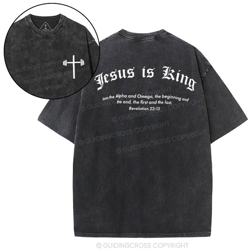 [ Mineral Wash ] Jesus Is King Christian Washed TShirt Jesus Graphic Washed Style TShirt Hoodie Sweatshirt