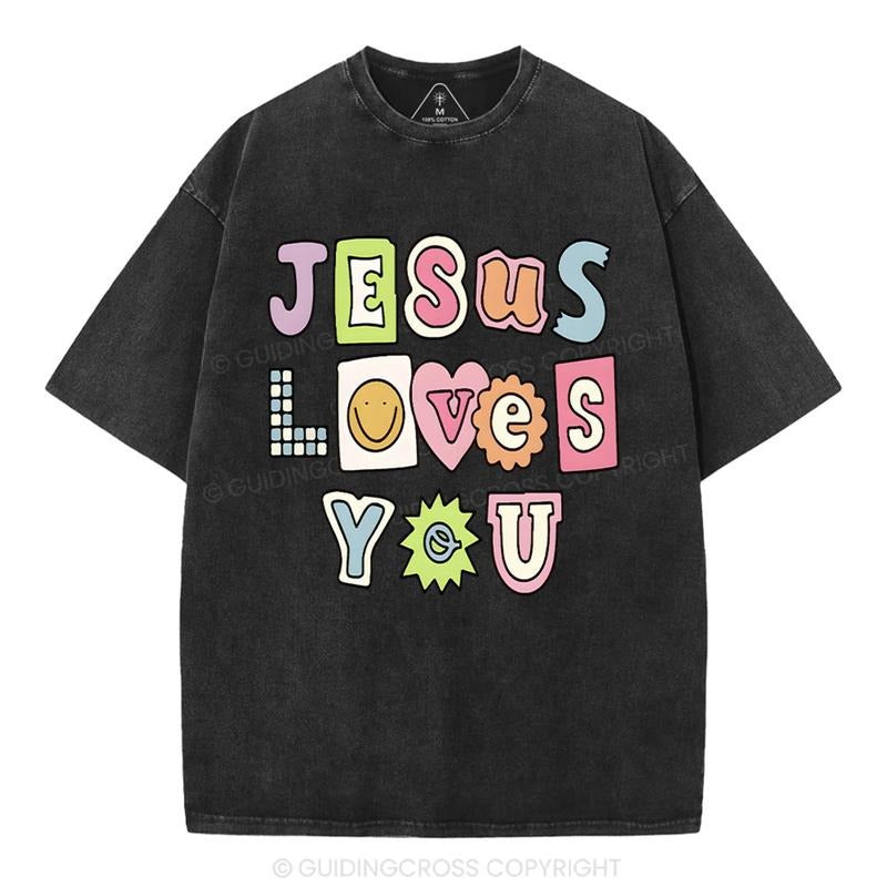 [ Mineral Wash ] Jesus Love You Washed Shirt Jesus Graphic Washed Style Shirt Hoodie Sweatshirt | PrintMintTees.com
