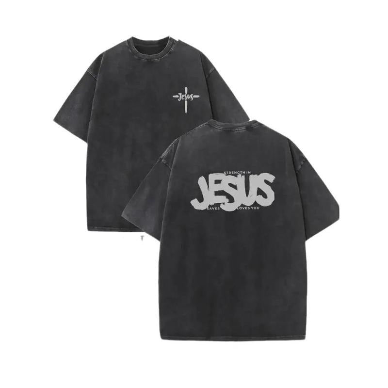 [ Mineral Wash ] Jesus Saves Loves You Mens Washed Cotton TShirt, All Cotton,Style Top TShirt, Trendy And Fashionable...