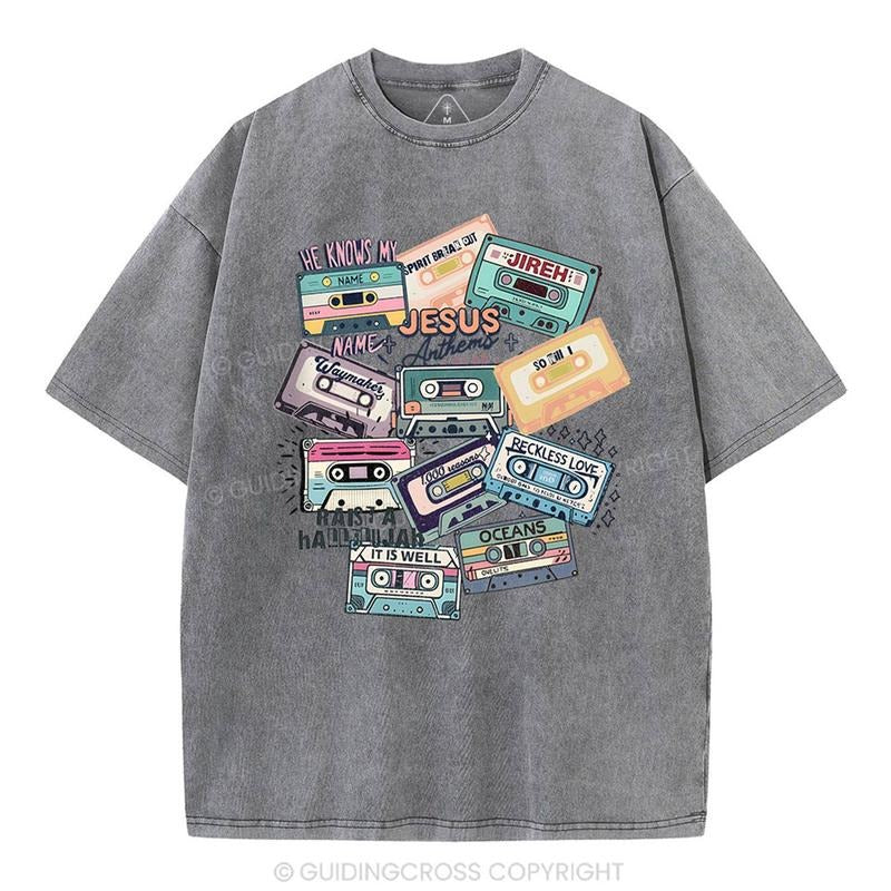 [ Mineral Wash ] Jesus Songs Christian Washed Shirt Jesus Graphic Washed Style Shirt Hoodie Sweatshirt | PrintMintTees.com