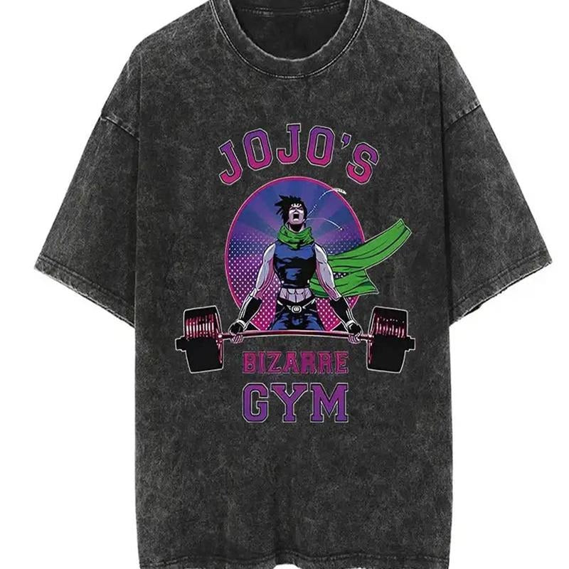 [ Mineral Wash ] JoJo's Bizarre Gym Tee Anime Fan Lovers Streetwear & Washed Gym Style Shirt Hoodie Sweatshirt