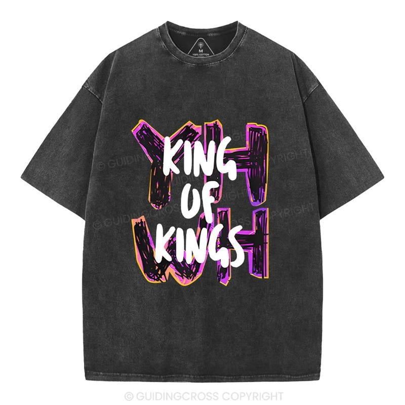 [ Mineral Wash ] King Of Kings Christian Washed TShirt Jesus Graphic Washed Style Shirt Hoodie Sweatshirt | PrintMintTees.com