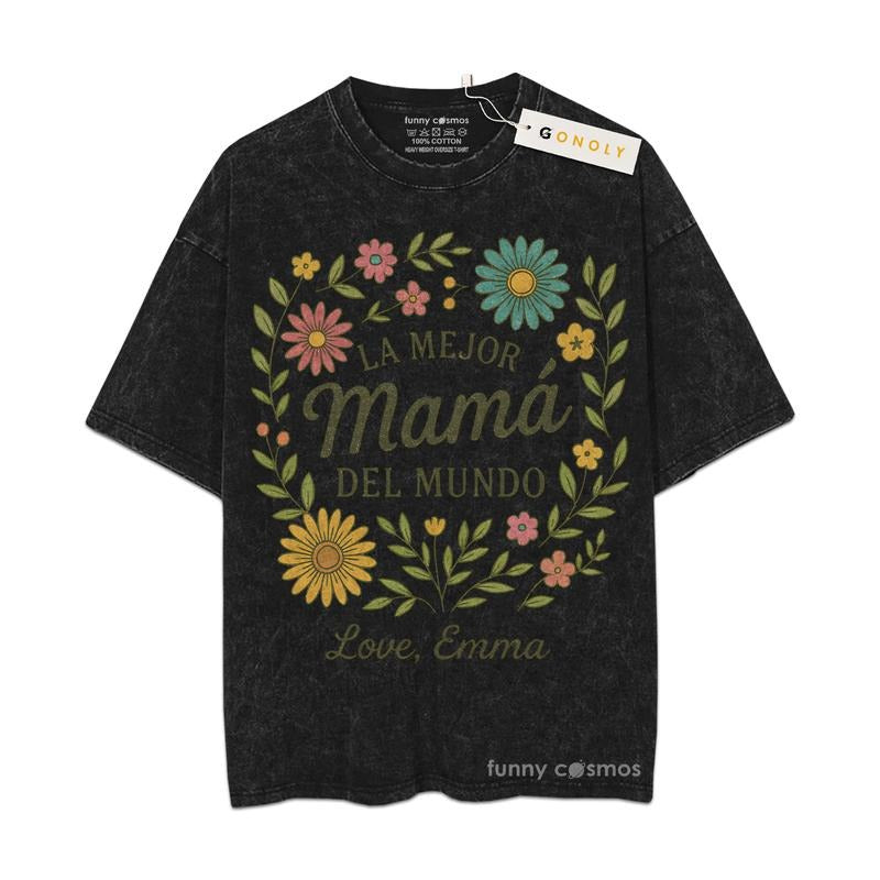 [ Mineral Wash ] La Mejor Mama Del Mundo Gifts For Mom, Mom Life, Mother Day Graphic Washed Style Shirt Hoodie Sweatshirt