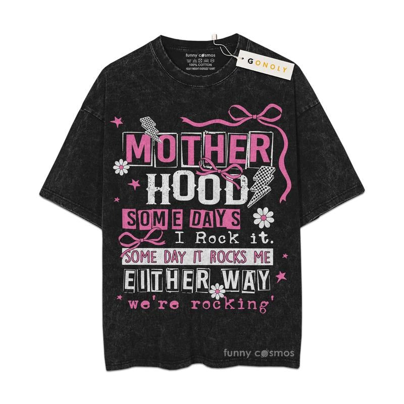 [ Mineral Wash ] Motherhood Coquette Bow Shirt Mother Days, Mom Life, Gift For Mom, Graphic Washed Style TShirt Hoodie...