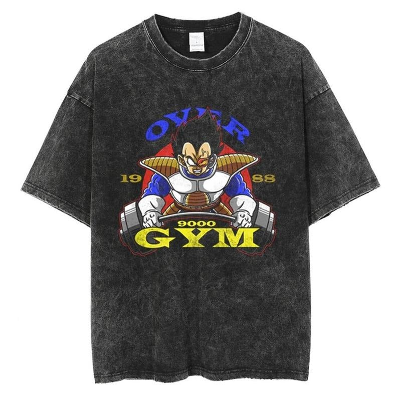 [ Mineral Wash ] Over 9000 Gym Vintage Tee Anime Fan Lovers Streetwear & Washed Gym Style Shirt Hoodie Sweatshirt