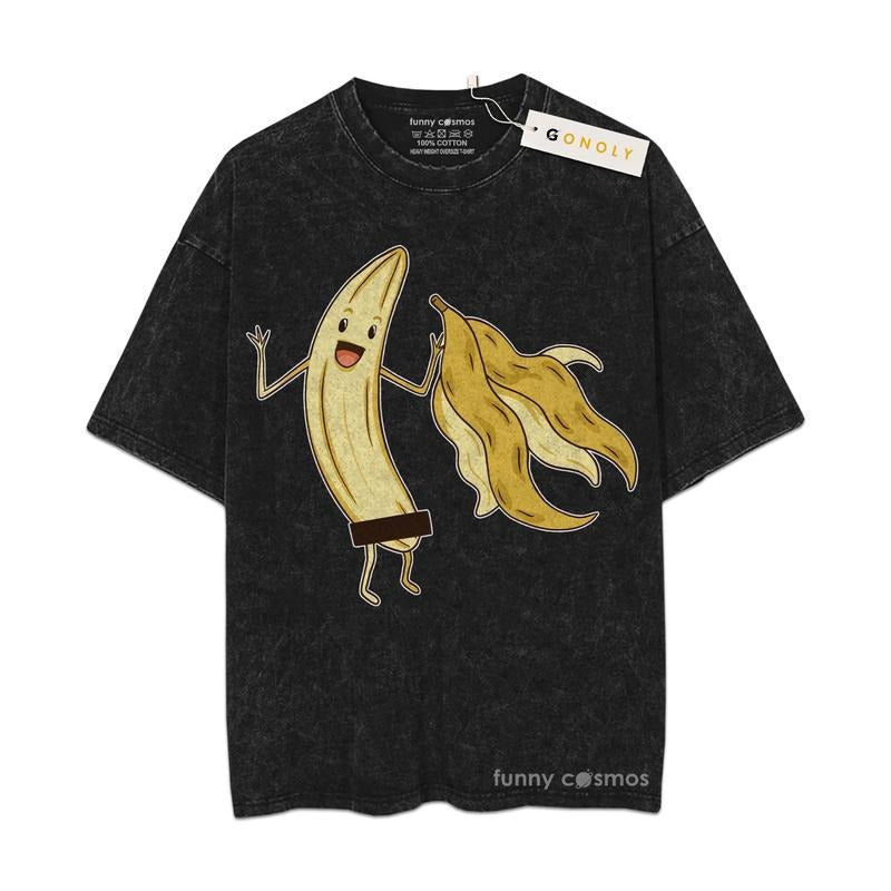 [ Mineral Wash ] Retro Funny Banana Gym Tee, Fan Lovers Streetwear & Washed Gym Style Shirt Hoodie Sweatshirt