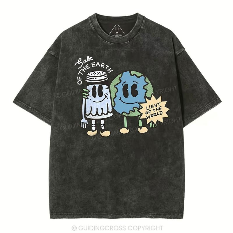 [ Mineral Wash ] Salt Of The Earth Light Of The World Christian Washed TShirt Jesus Graphic Washed Style Shirt Hoodie...