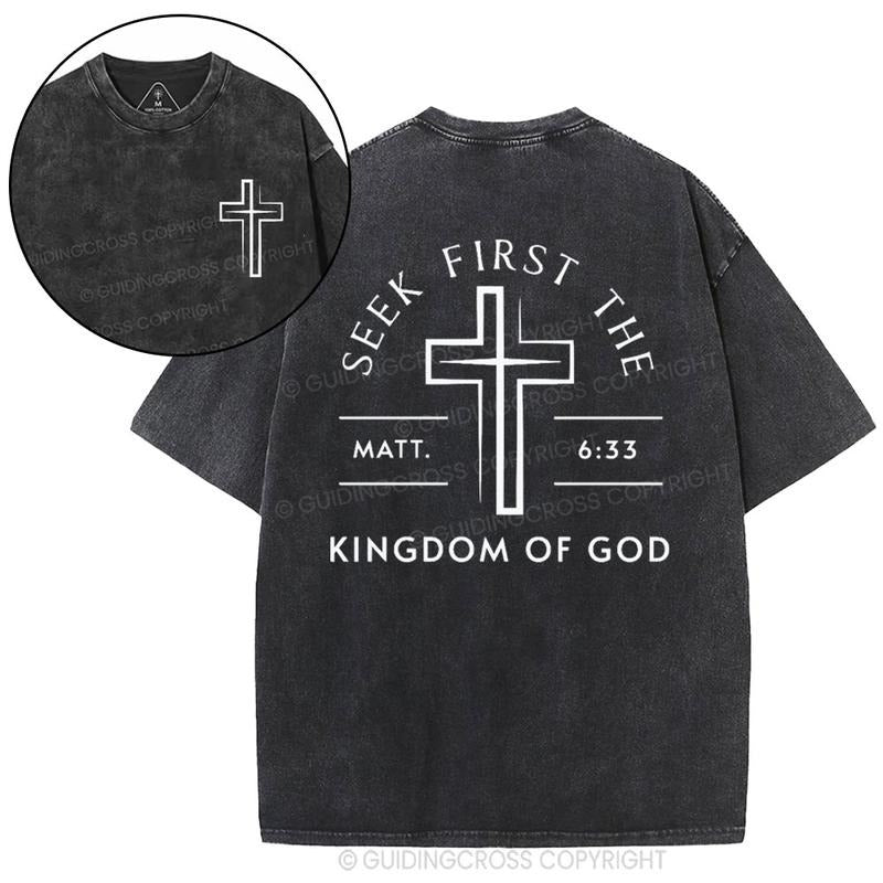 [ Mineral Wash ] Seek First The Kingdom Of God Christian Washed TShirt Jesus Graphic Washed Style Shirt Hoodie Sweatshirt
