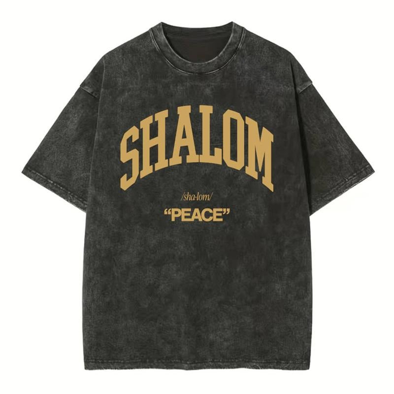 [ Mineral Wash ] Shalom Christian Washed TShirt Jesus Graphic Washed Style Shirt Hoodie Sweatshirt | PrintMintTees.com