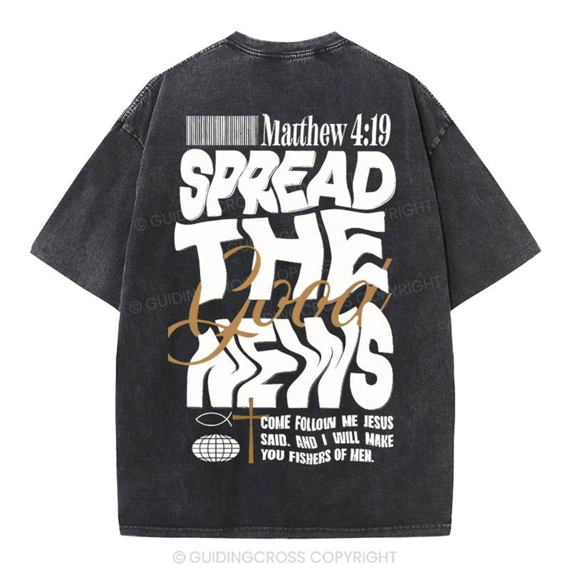 [ Mineral Wash ] Spread The Good News Christian Washed TShirt Jesus Graphic Washed Style Shirt Hoodie Sweatshirt
