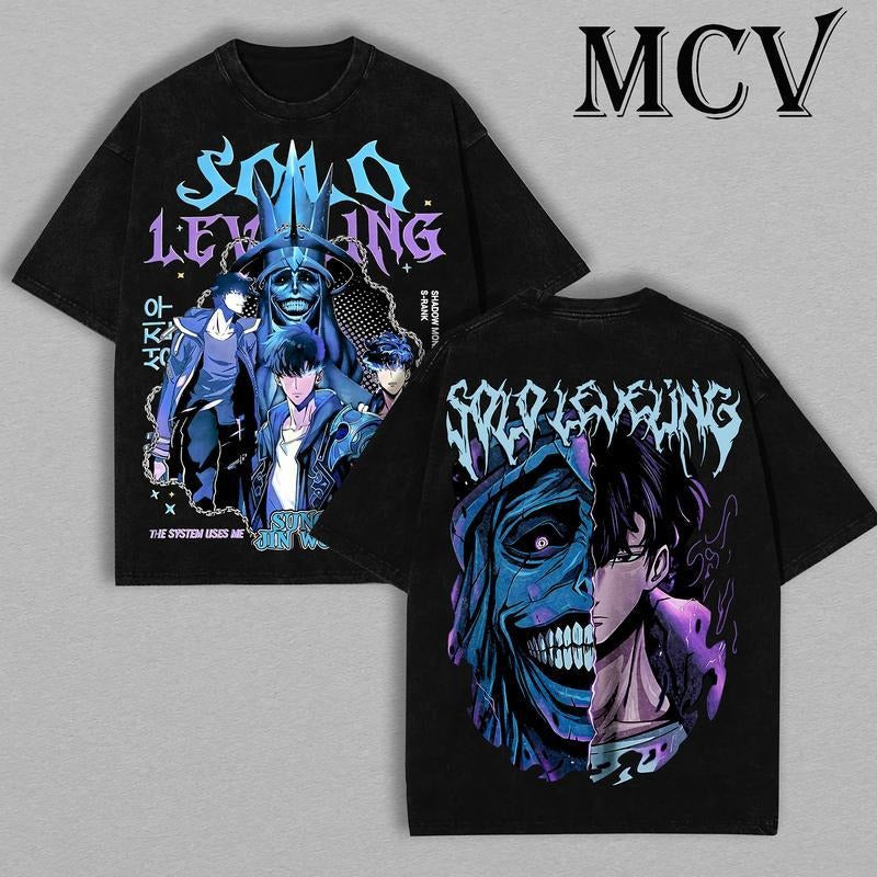 [ Mineral Wash ] Statue Of God TShirt Sung Jin Woo Collection TShirt , Solo Leveling Anime Clothing , Washed Heavy Cotton...