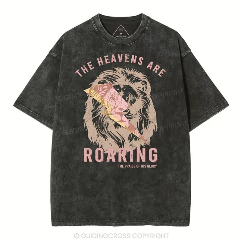 [ Mineral Wash ] The Heavens Are Roaring Lion Christian Washed TShirt Jesus Graphic Washed Style Shirt Hoodie Sweatshirt