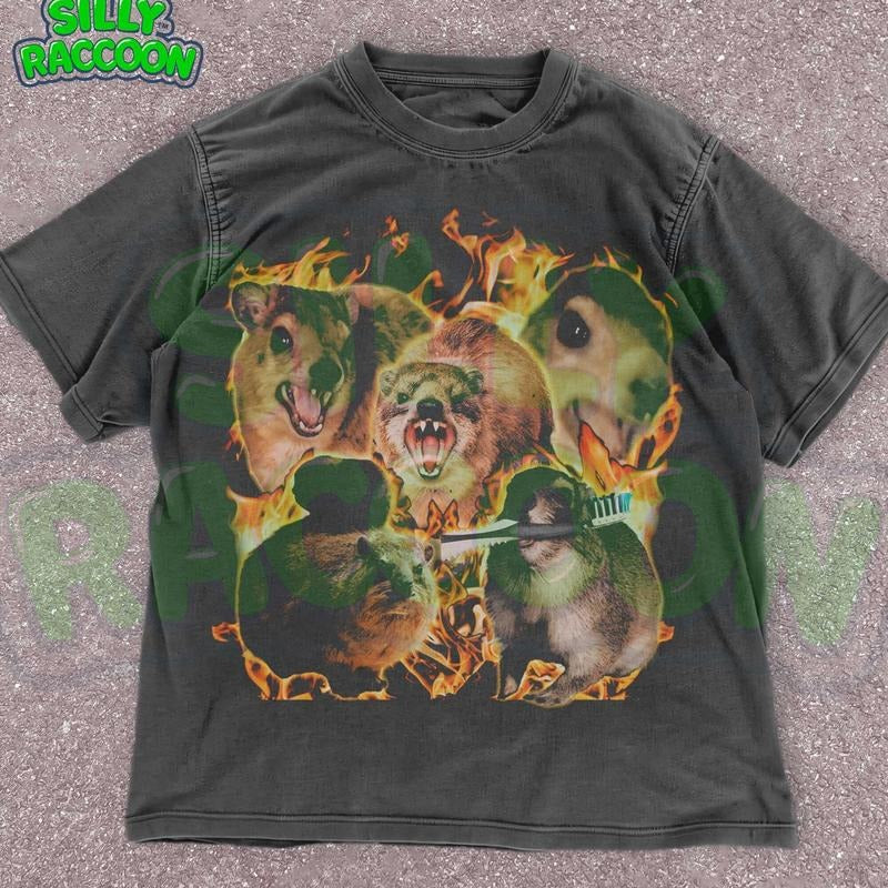 [ Mineral Wash ] Unhinged Rock Hyrax Tshirt , Cringe Dank Meme Graphic Tee , Ironic Animal Shirt , Weirdcore Grunge...