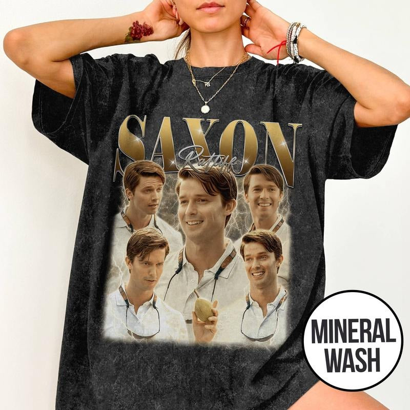 [ Mineral Wash ] Vintage Saxon Ratliff Shirt, Retro 90s Saxon Ratliff Shirt, The White Lotus Movie, Bootleg Rap Style...