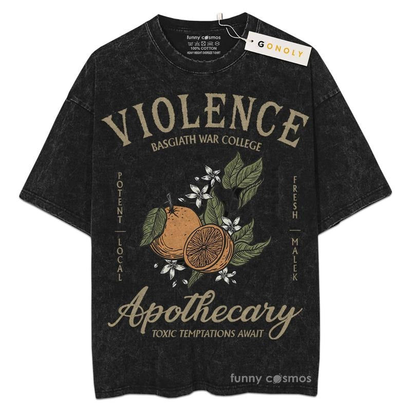 [ Mineral Wash ] Violence Apothecary Fourth Wing Tee, For Fans Lover Book, Bookish, Graphic Washed Style Shirt Hoodie...