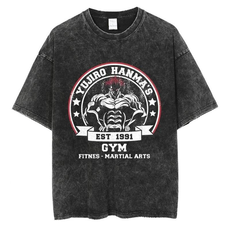 [ Mineral Wash ] Yujiro Hanma's Gym Vintage Tee Anime Fan Lovers Streetwear & Washed Gym Style Shirt Hoodie Sweatshirt