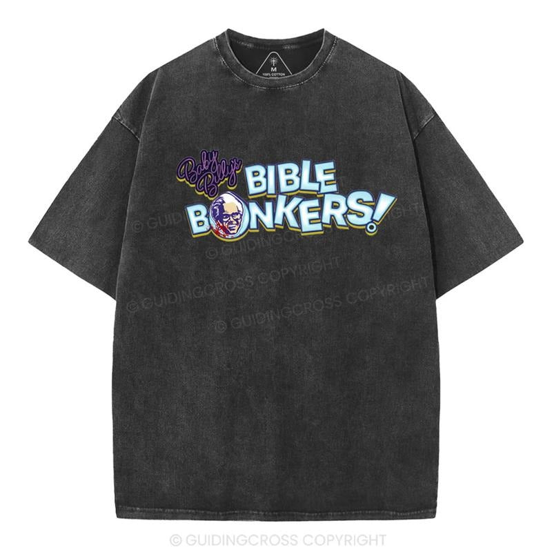 [Mineral Wash Shirt] Baby Billy's Bible Bonkers Christian Washed Shirt Jesus Graphic Style Shirt Casual Crewneck Hoodie...
