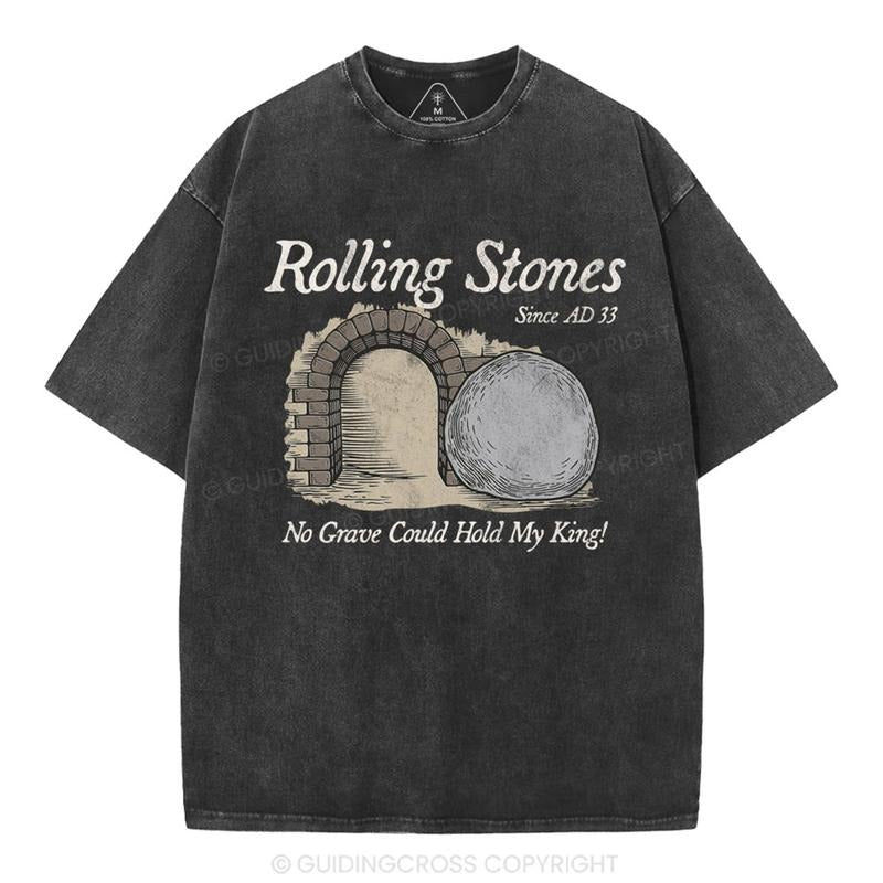 [Mineral Wash Shirt] No Grave Could Hold My King Christian Washed Shirt Jesus Graphic Style Shirt Casual Crewneck Hoodie...