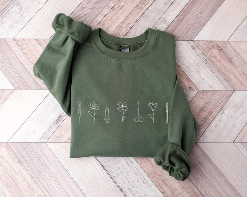 Minimalist Medical Sweatshirt, Future Doctor Sweater, ER Nurse Crewneck, RN Shirt, Surgeon Crewneck Sweatshirt, Flower...