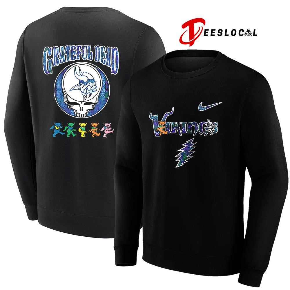 Minnesota Vikings x Grateful Dead 60 Years of Rock bears mascot shirt