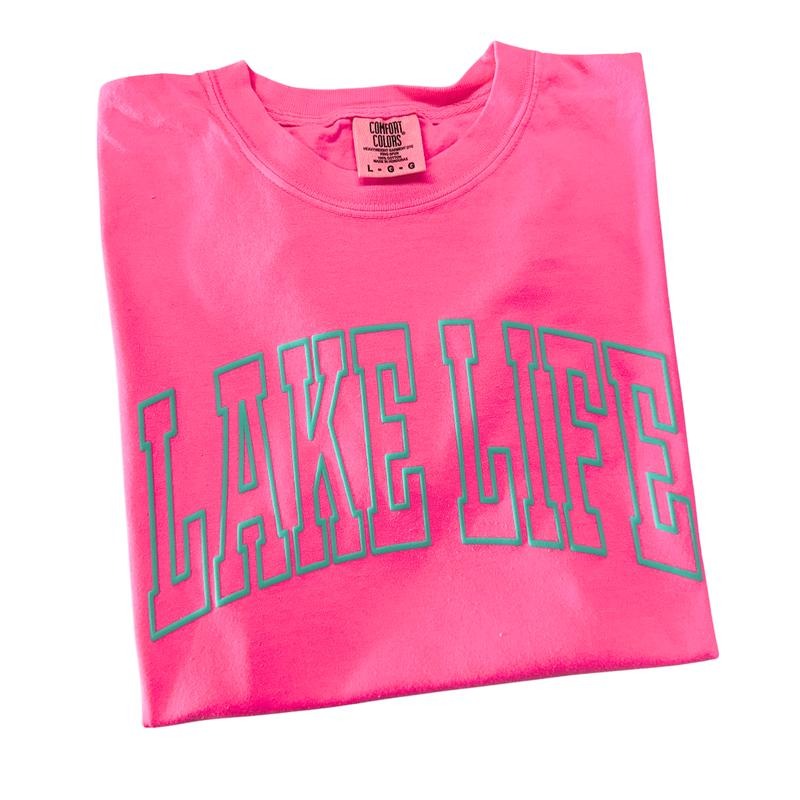 Mint Lake Life Puff Letter Comfort Colors T-Shirt Hoodie Sweatshirt | PrintMintTees.com