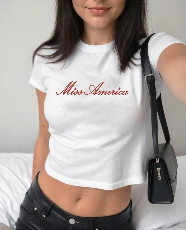Miss America Baby Tee, Country Concert Cropped Graphic Tee, Country Music Shirt, America Patriotic 4th Of July Girl Baby...