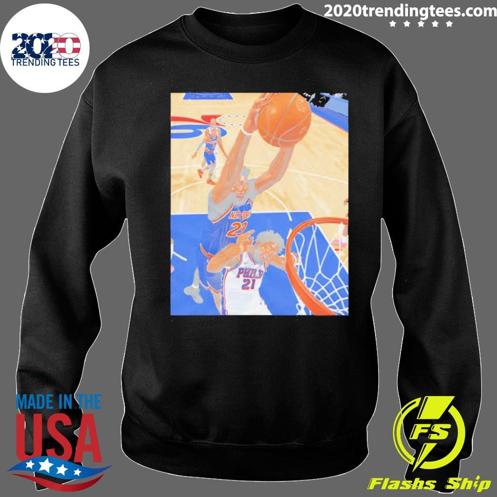 Mitchell Robinson dunk Joel Embiid New York Knicks Philadelphia 76ers Playoffs 2026 Shirt