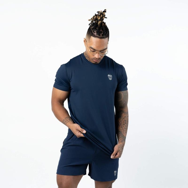 Moisture-Wicking Men's Navy T-shirt for Indoor and Outdoor Training Hoodie Sweatshirt | PrintMintTees.com