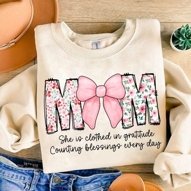 Mom She is Clothed in Gratitude Counting Blessings Every Day shirt, Wildflowers Mom shirt Hoodie Sweatshirt