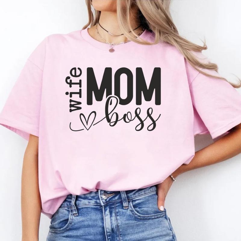 Mom Wife Boss Shirt, Mom Vibes Tshirt, Mom Life Tee, Blessed Mama Shirt, Mother's Day Gift For Mom From Son Daughter...