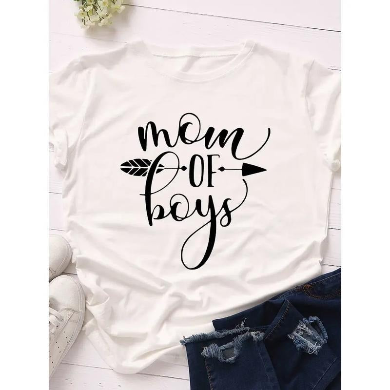 Mom of Boys Arrow Print T Shirt Women Short Sleeve O Neck Loose Tshirt Summer Women Causal Tee Shirt Tops style 02 Hoodie...
