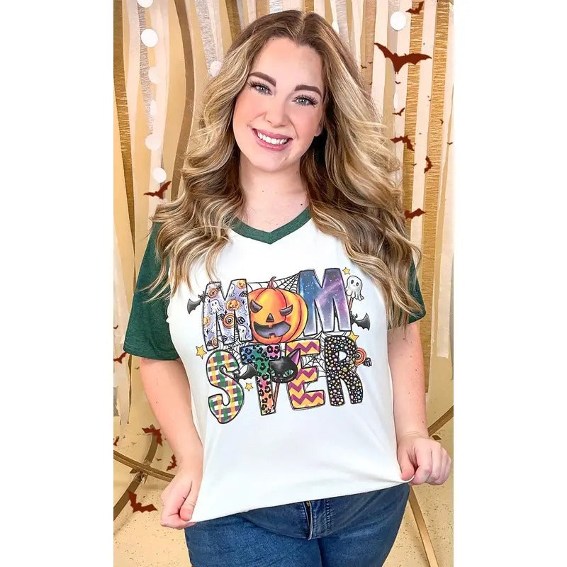 Momster Halloween Graphic V Neck Shirt Hoodie Sweatshirt | PrintMintTees.com