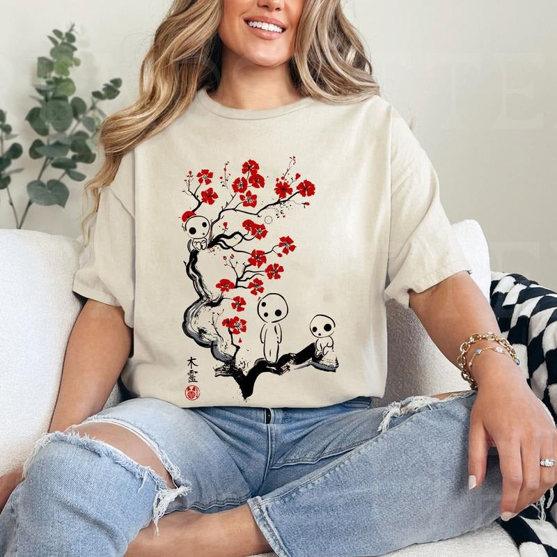 Mononoke Hime Ghibli Tshirt Crewneck Hoodie Comfort Cotton Sweatshirt | PrintMintTees.com