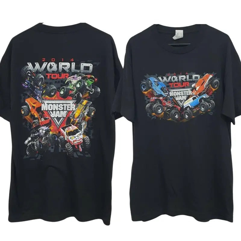 Monster Jam Monster Truck World Tour 2014 Men's Graphic T-Shirt ? Bold Monster Truck Design, Unisex Cotton Top, Perfect...