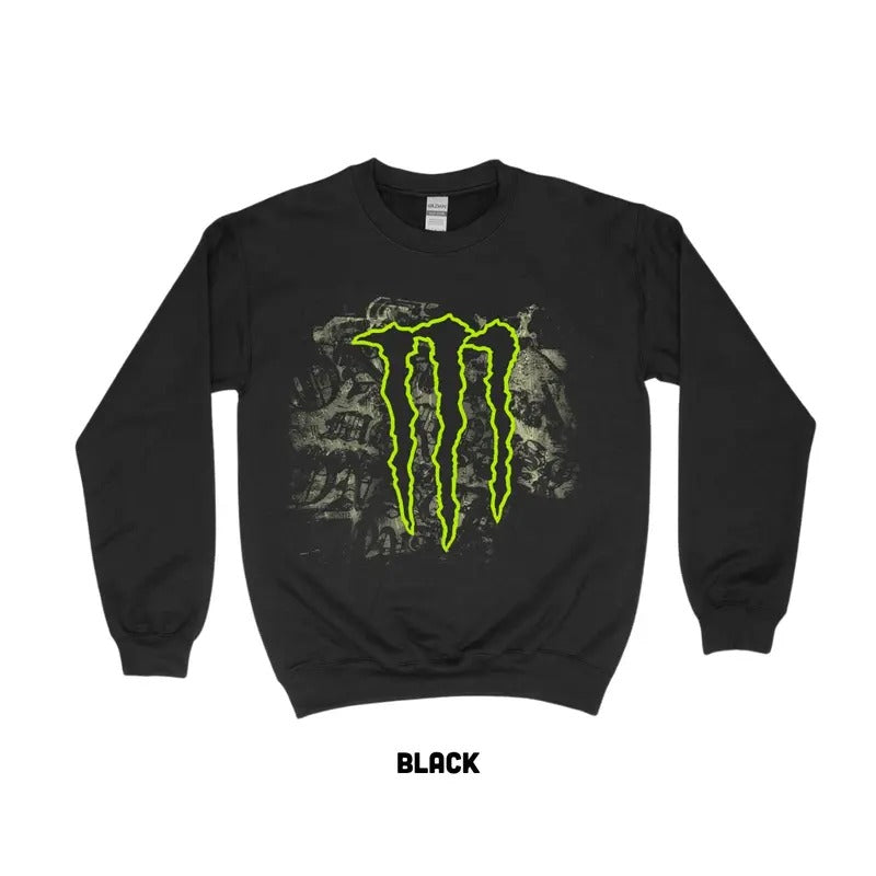 Monster Sweatshirt, Graphic Monster Pullover, Menswear, Unisex Cotton, Crew Neck, Classic Tops Sweaters Shirt Hoodie
