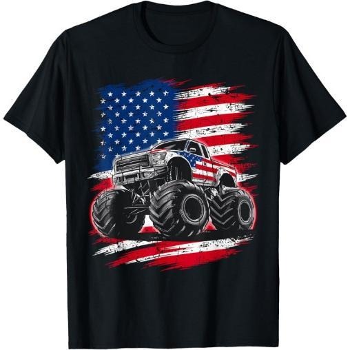 Monster Truck USA Flag American T-Shirt Made in USA Hoodie Sweatshirt | PrintMintTees.com