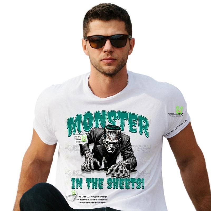 Monster in the Sheets: Halloween - Men's funny Graphic Halloween T-shirt Hoodie Sweatshirt | PrintMintTees.com
