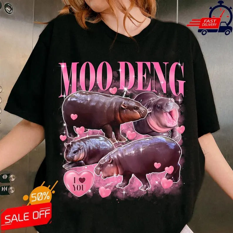 Moo Deng Bootleg Rap Shirt Moo Deng Shirt I Love Moo Deng Shirt Funny Baby Hippo Hippo Lover Shirt Moo Deng I Love You I Heart You T-Shirts, Hoodie, Sweatshirt